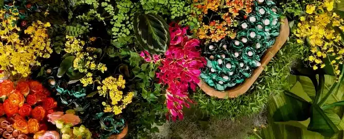 Festa de 50 Anos - Carla 1 Festa de 50 Anos com Decoração Floral Colorida